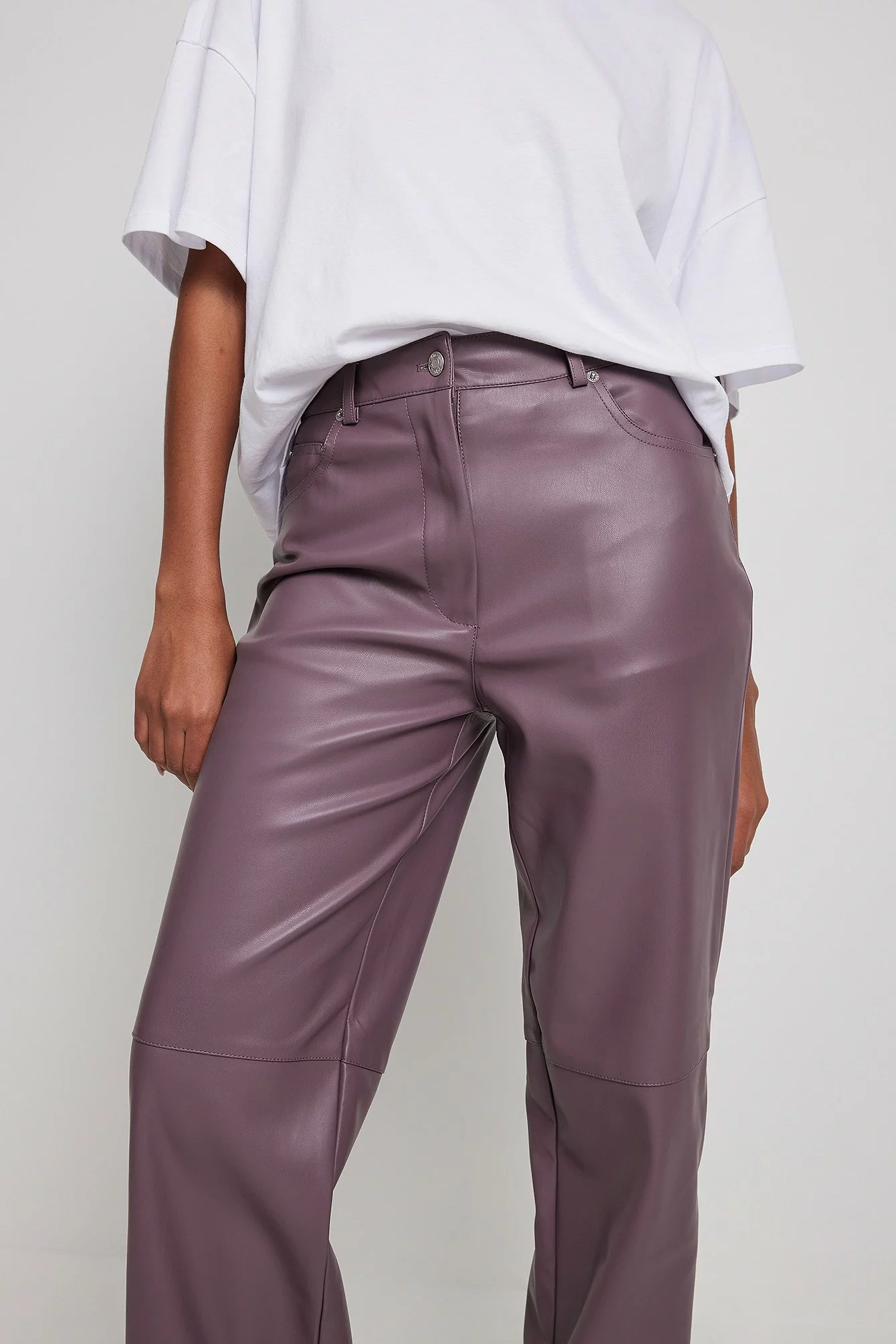 NA-KD Trend Straight PU Pants - Image 9