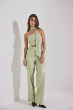 Mimi A.R X NA-KD Straight Shiny Long Trousers