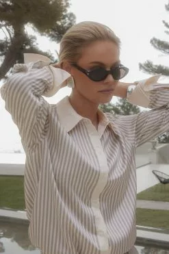 CLAIRE ROSE X Na-kd Striped Satin Shirt