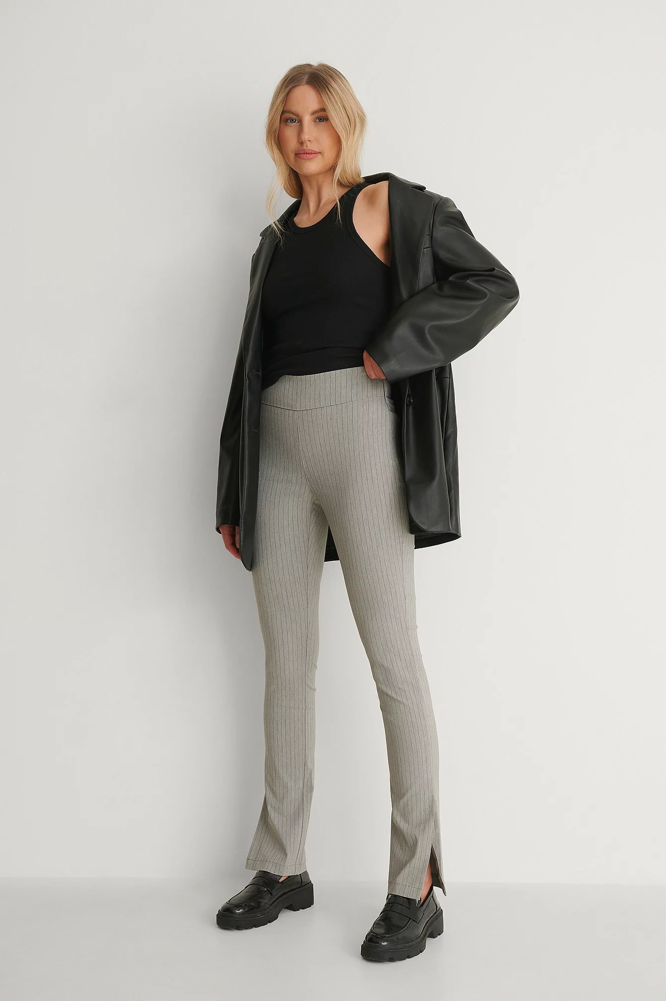 NA-KD Classic Striped Stretch Slit Pants