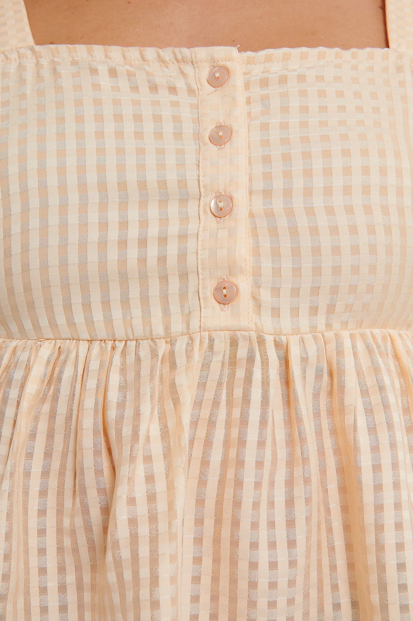 NA-KD Boho Structured Check Puff Blouse - Image 5