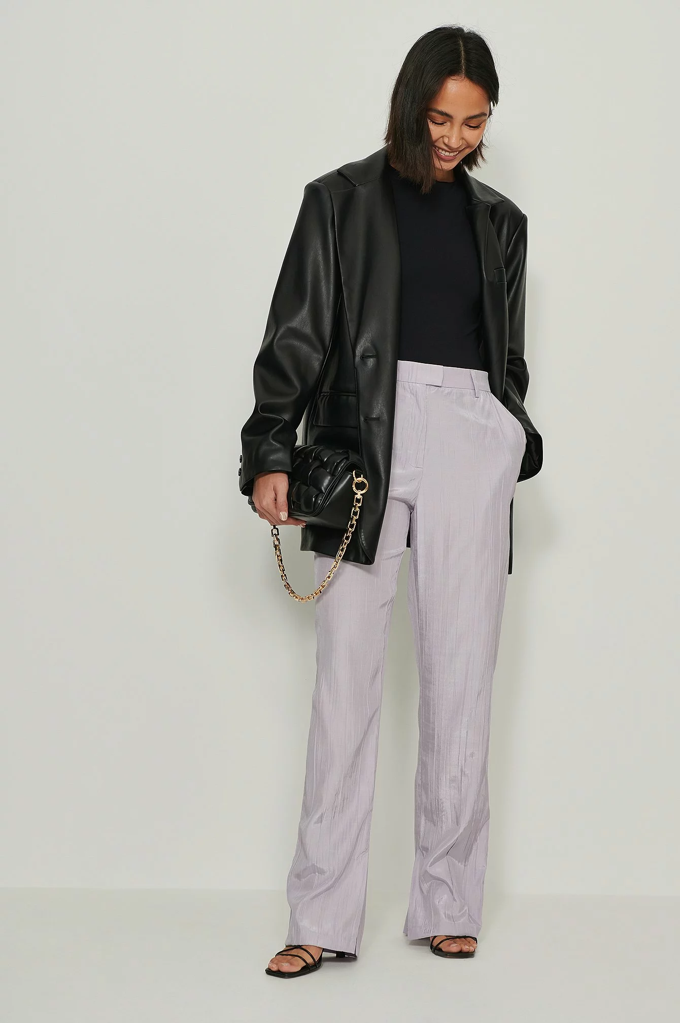 NA-KD Classic Structured Flowy Side Slit Pants