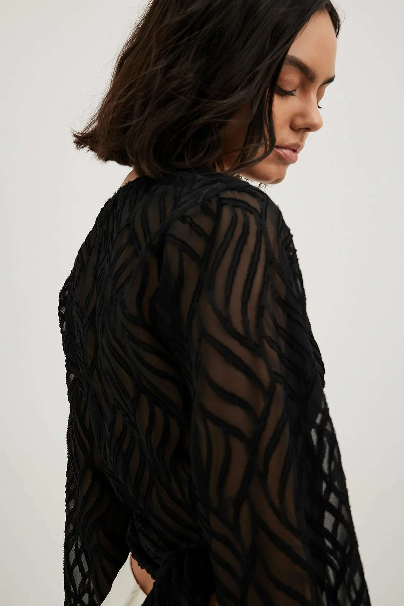 NA-KD Structured Trumpet Sleeve Wrap Blouse - Image 7
