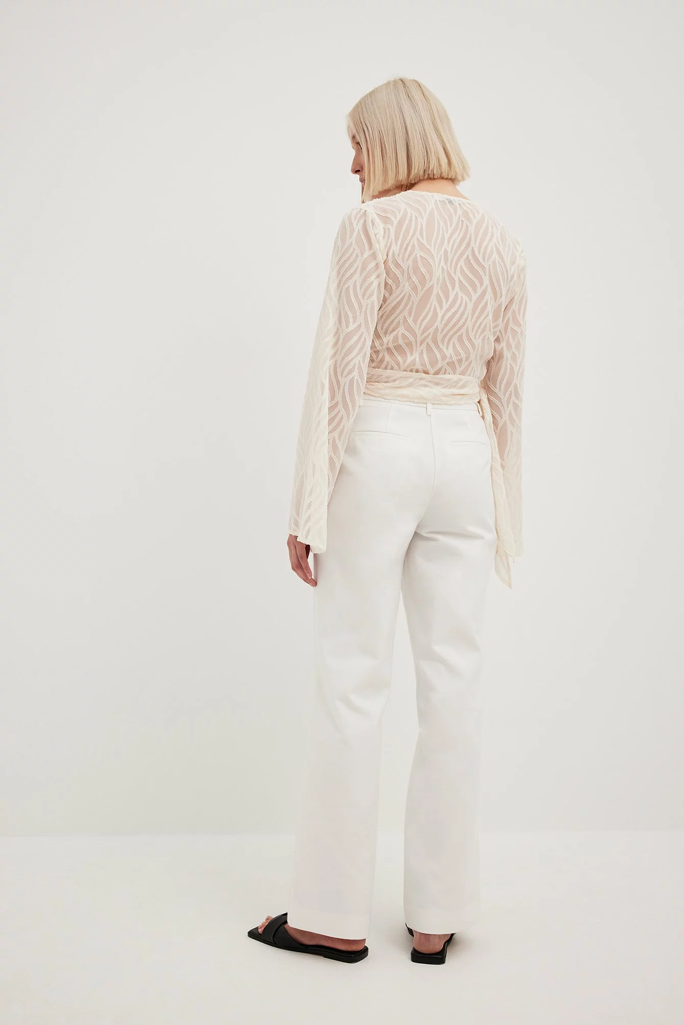 NA-KD Structured Trumpet Sleeve Wrap Blouse - Image 2