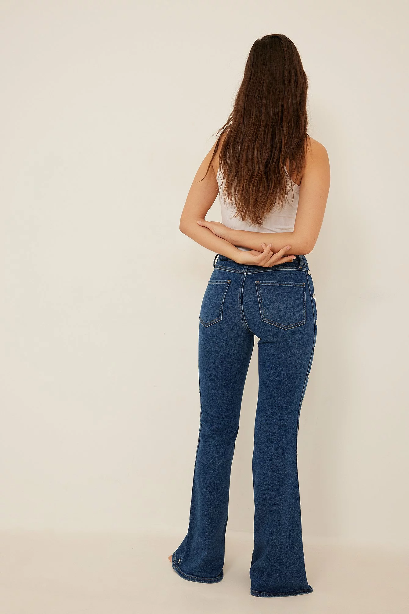 NA-KD Trend Stud Seam Flared Denim - Image 2