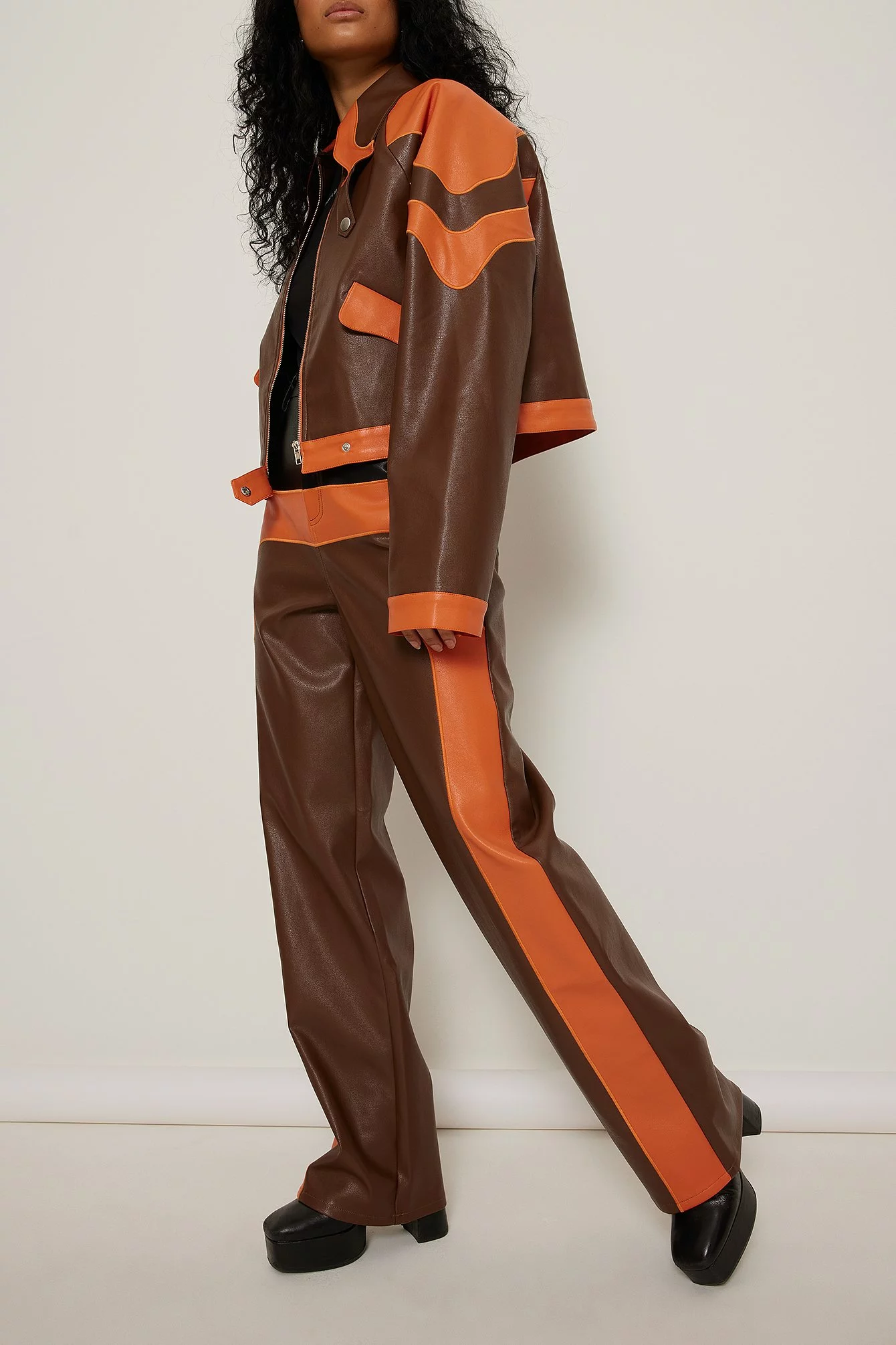 MRJULLS X NA-KD Swirl Pattern PU Trousers - Image 4