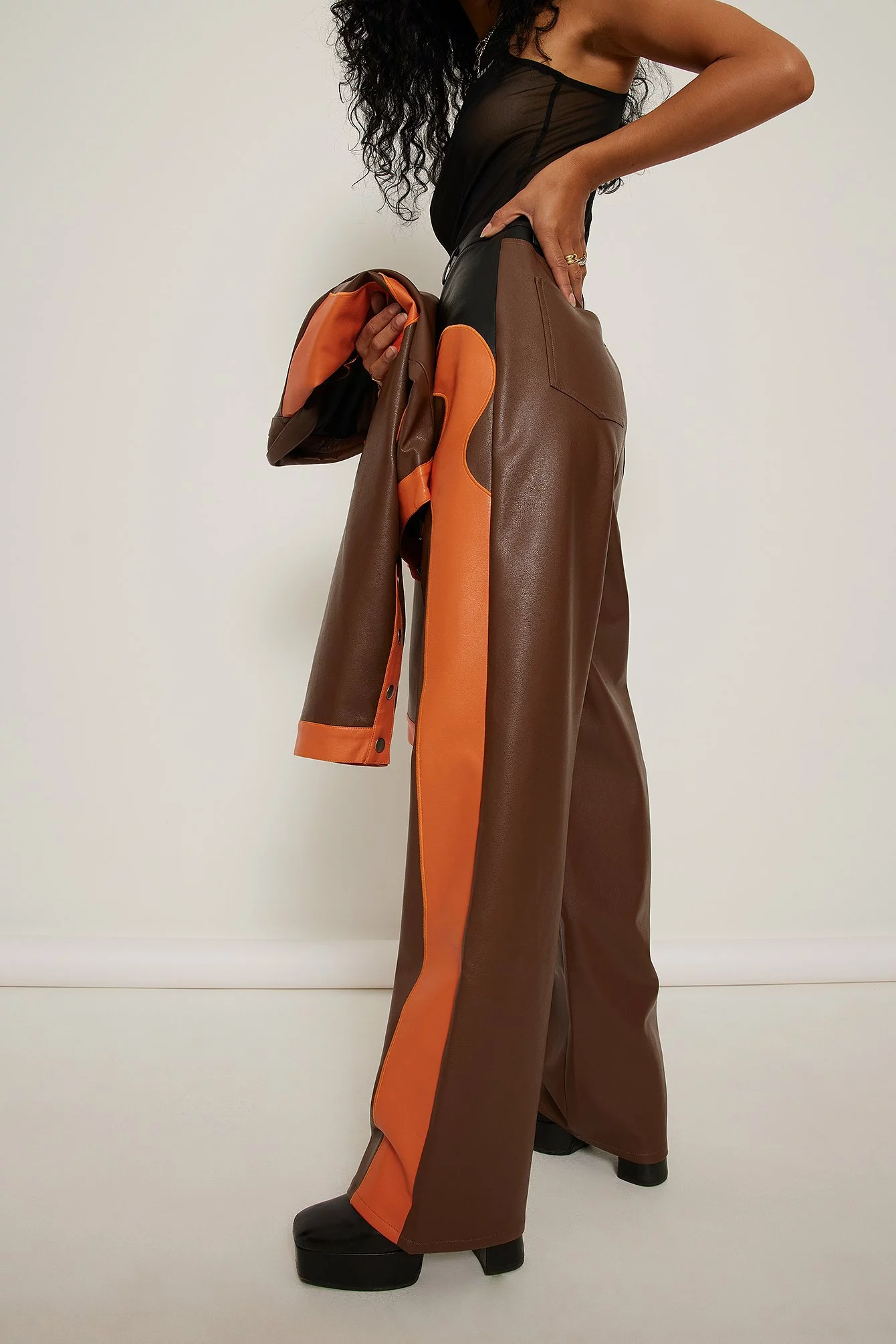 MRJULLS X NA-KD Swirl Pattern PU Trousers - Image 6