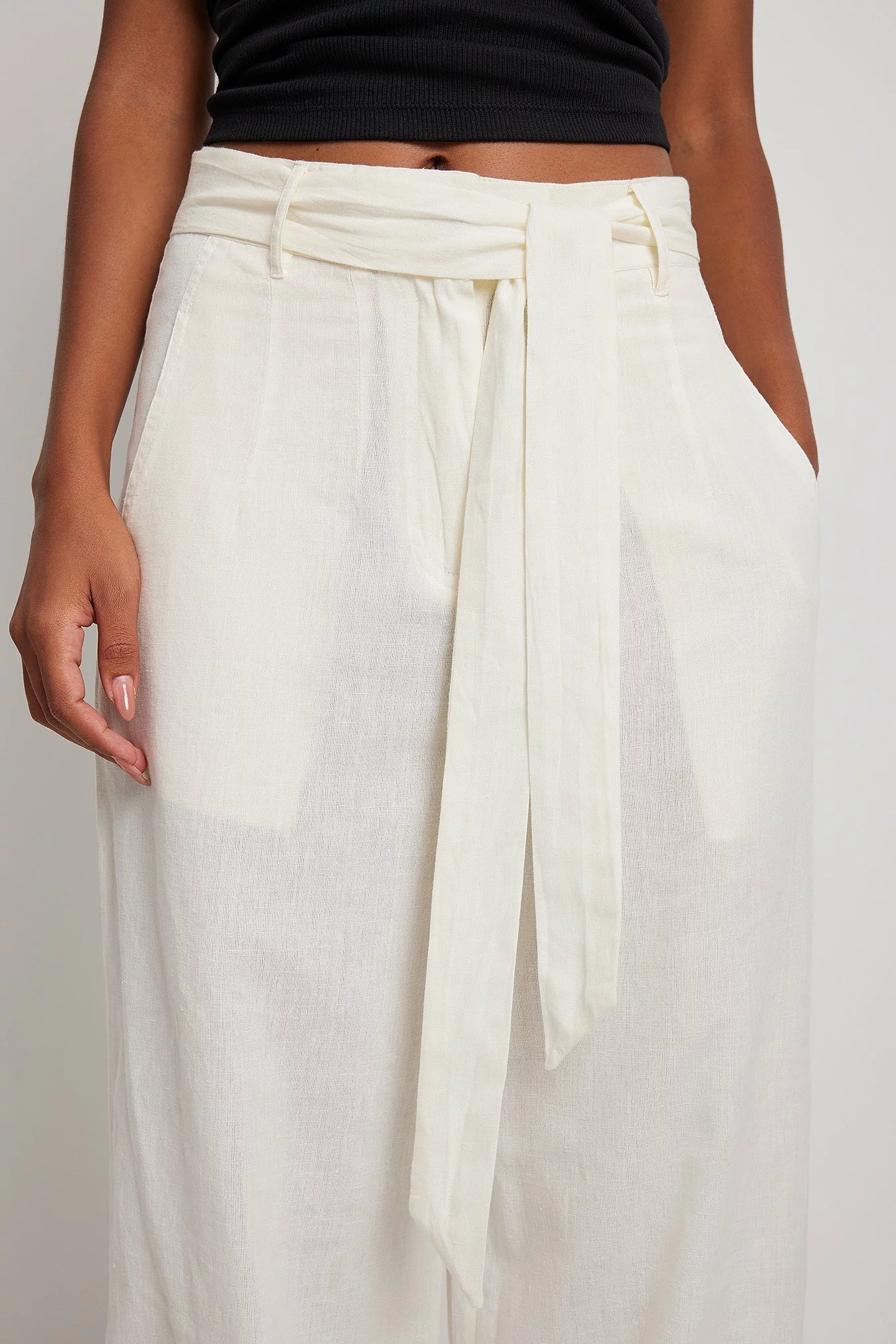 NA-KD Trend Tie Waist Wide Leg Trousers - Image 4