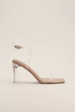 NA-KD Shoes Transparent Ankle Strap Heels