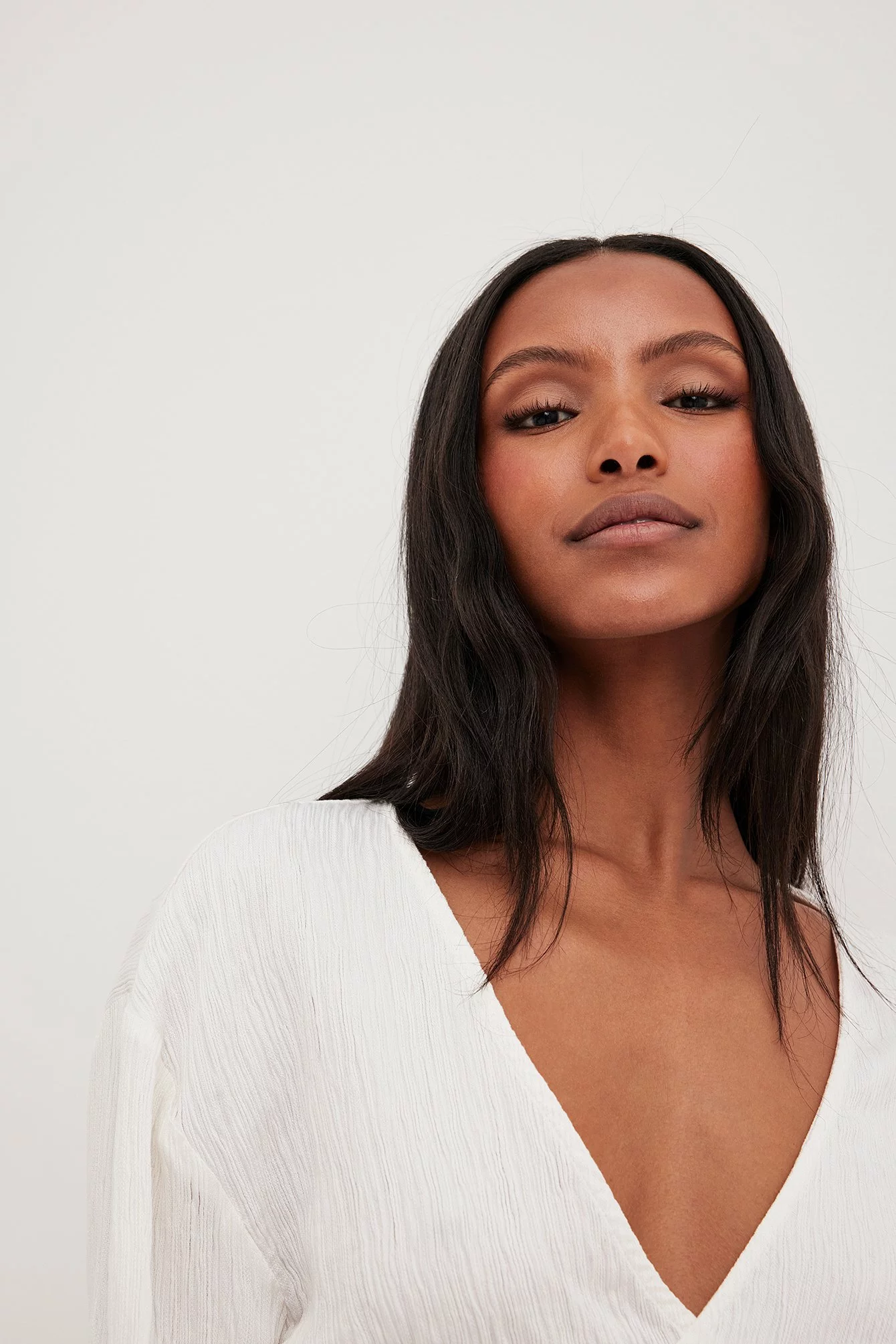 NA-KD V-neck Overlap Tie Front Blouse - Image 9