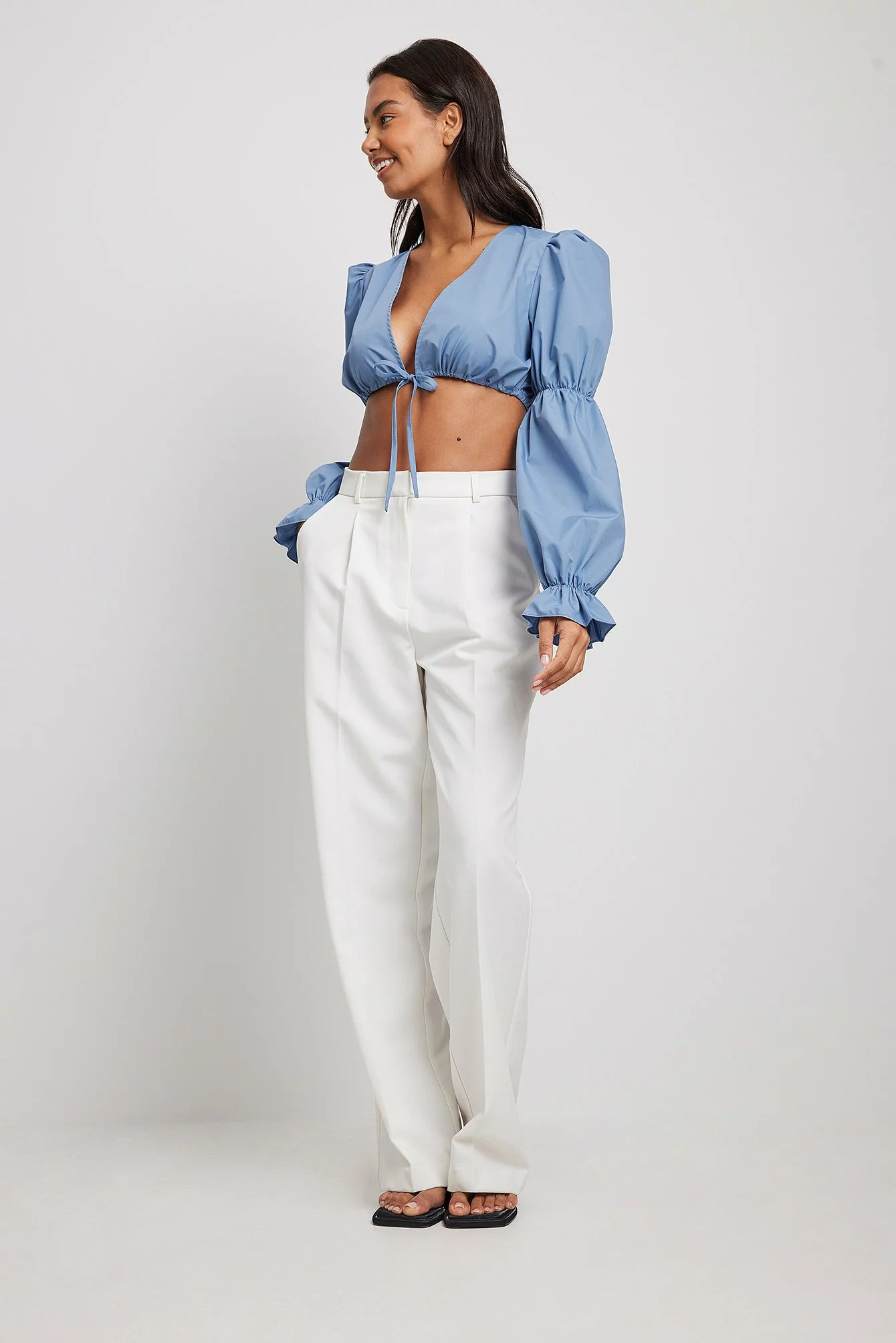 NA-KD V-neck Puff Sleeve Blouse - Image 7