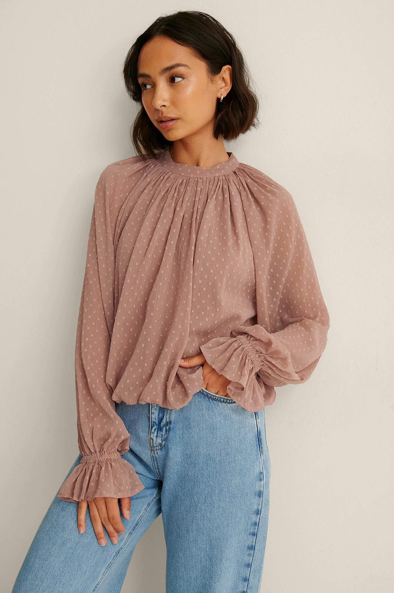 NA-KD Boho Volume Dobby Blouse - Image 6