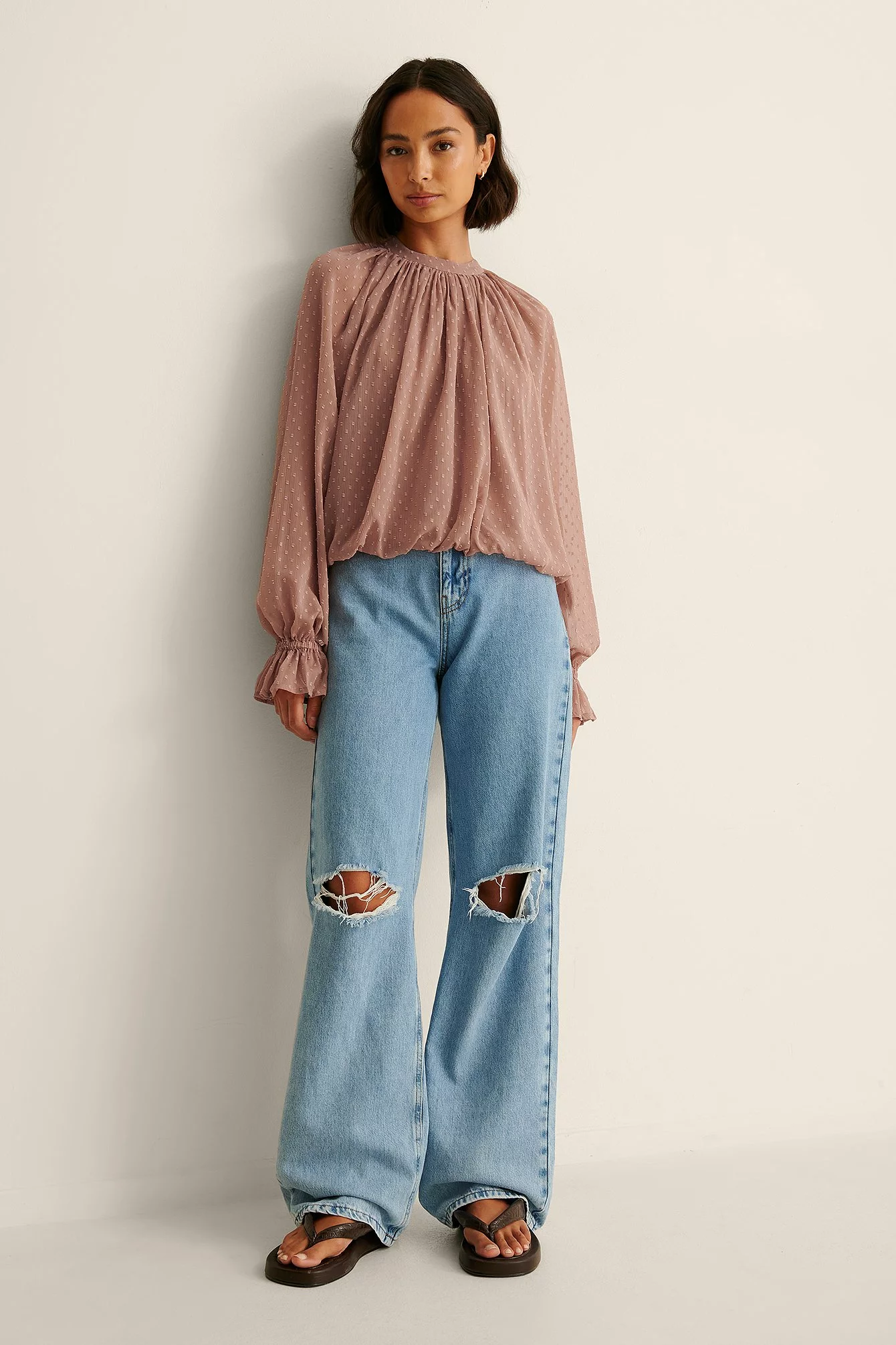 NA-KD Boho Volume Dobby Blouse - Image 8