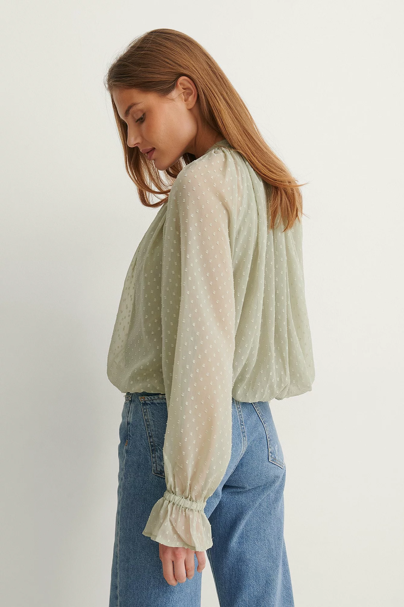 NA-KD Boho Volume Dobby Blouse - Image 2