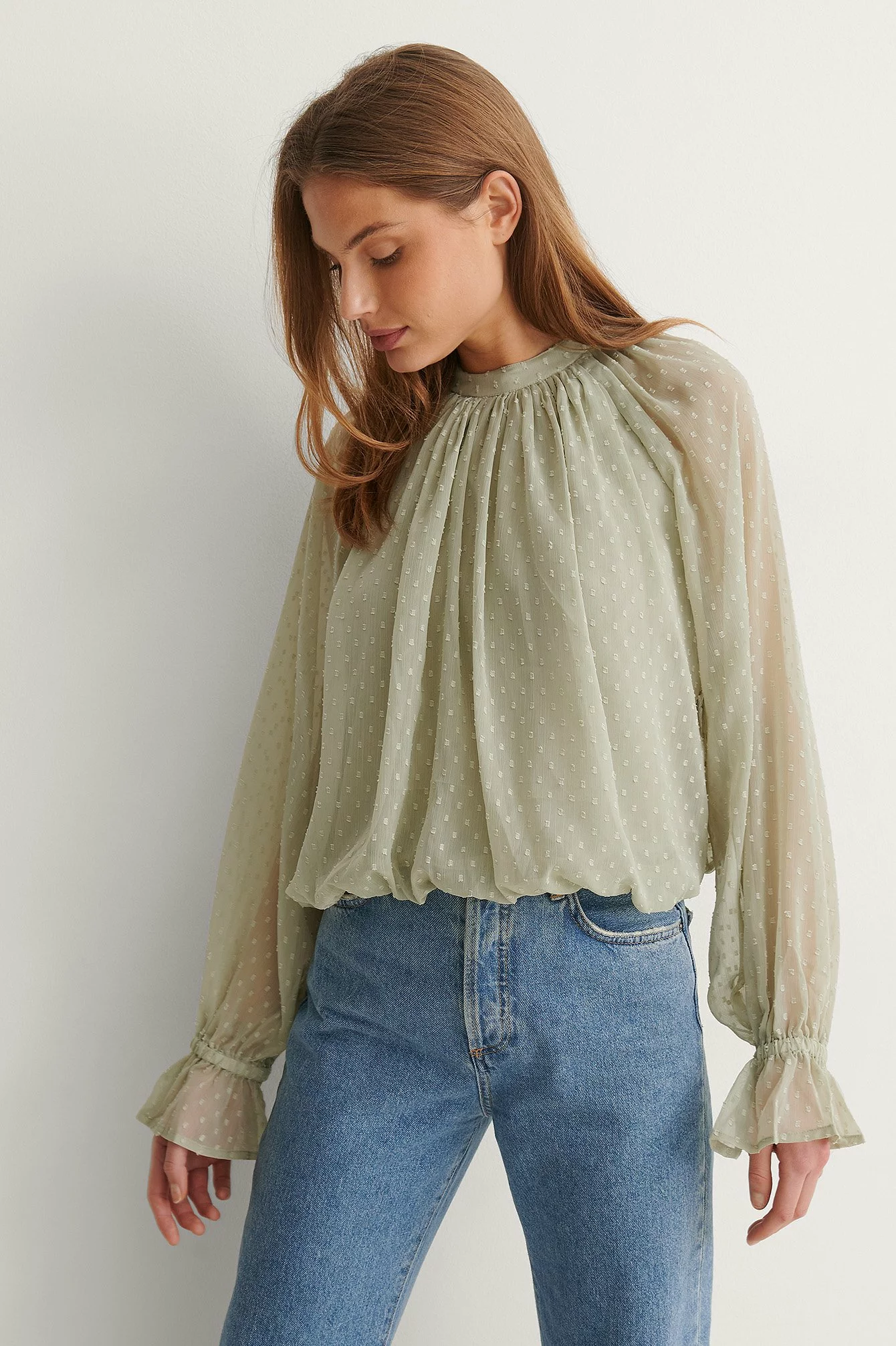 NA-KD Boho Volume Dobby Blouse - Image 3