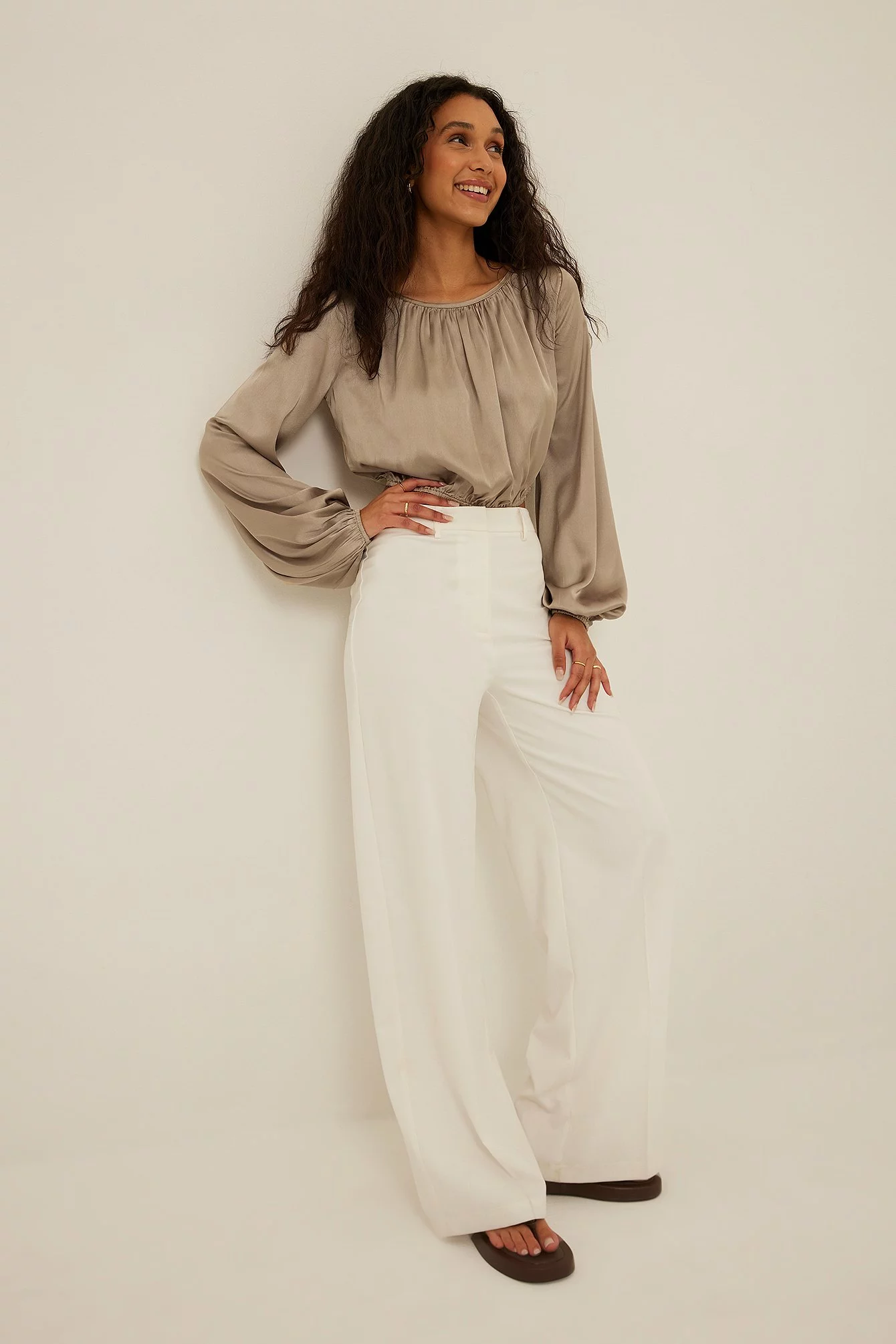 NA-KD Party Waterfall Back Satin Blouse - Image 12