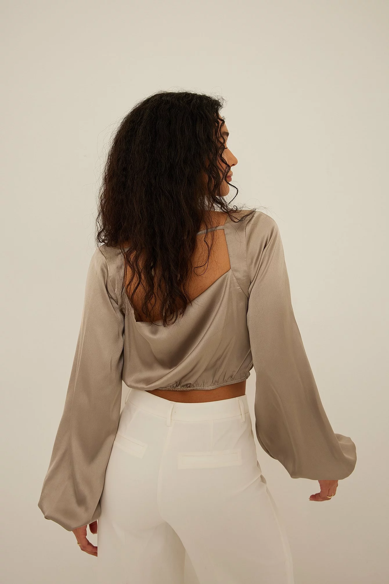 NA-KD Party Waterfall Back Satin Blouse - Image 11