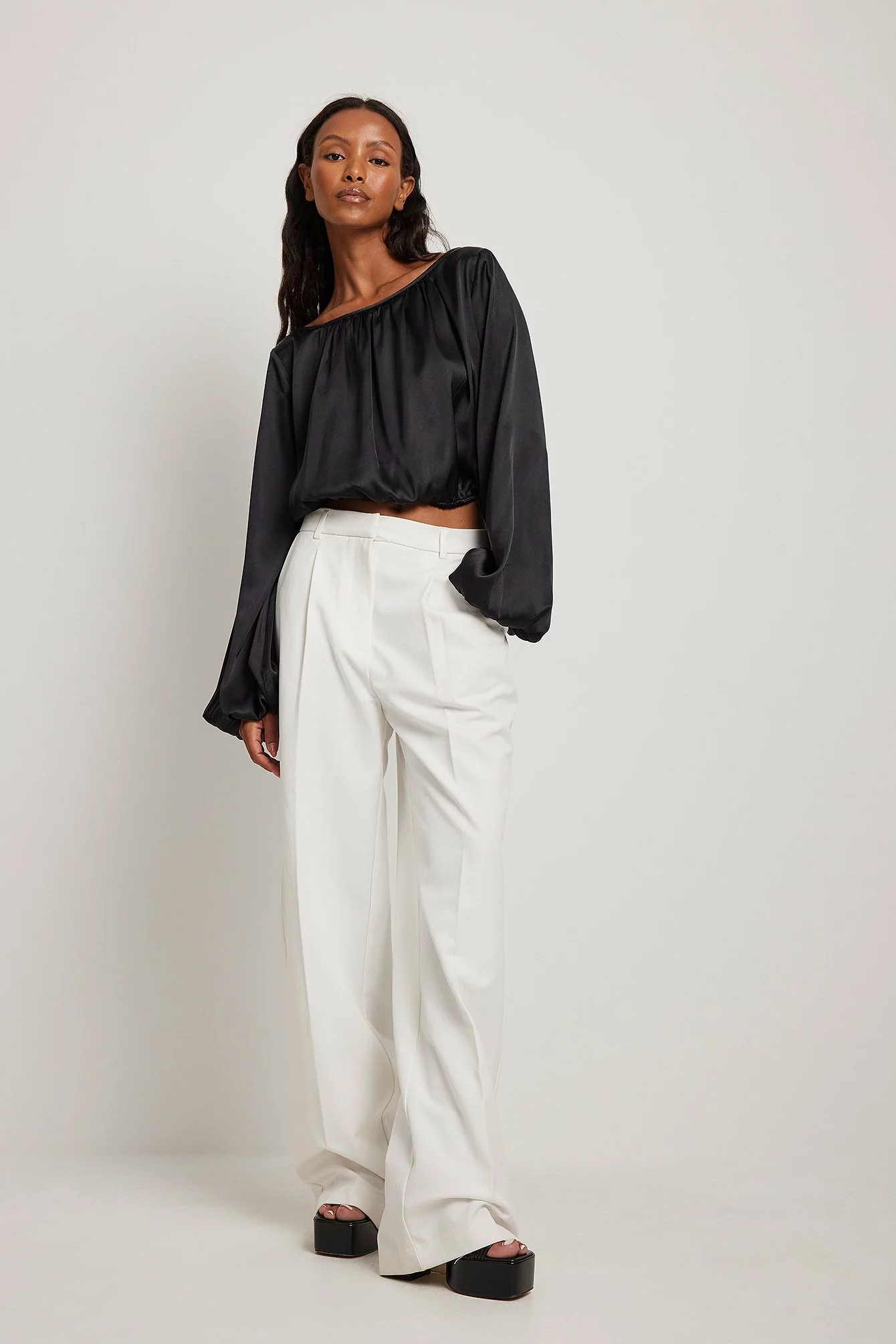 NA-KD Party Waterfall Back Satin Blouse - Image 7