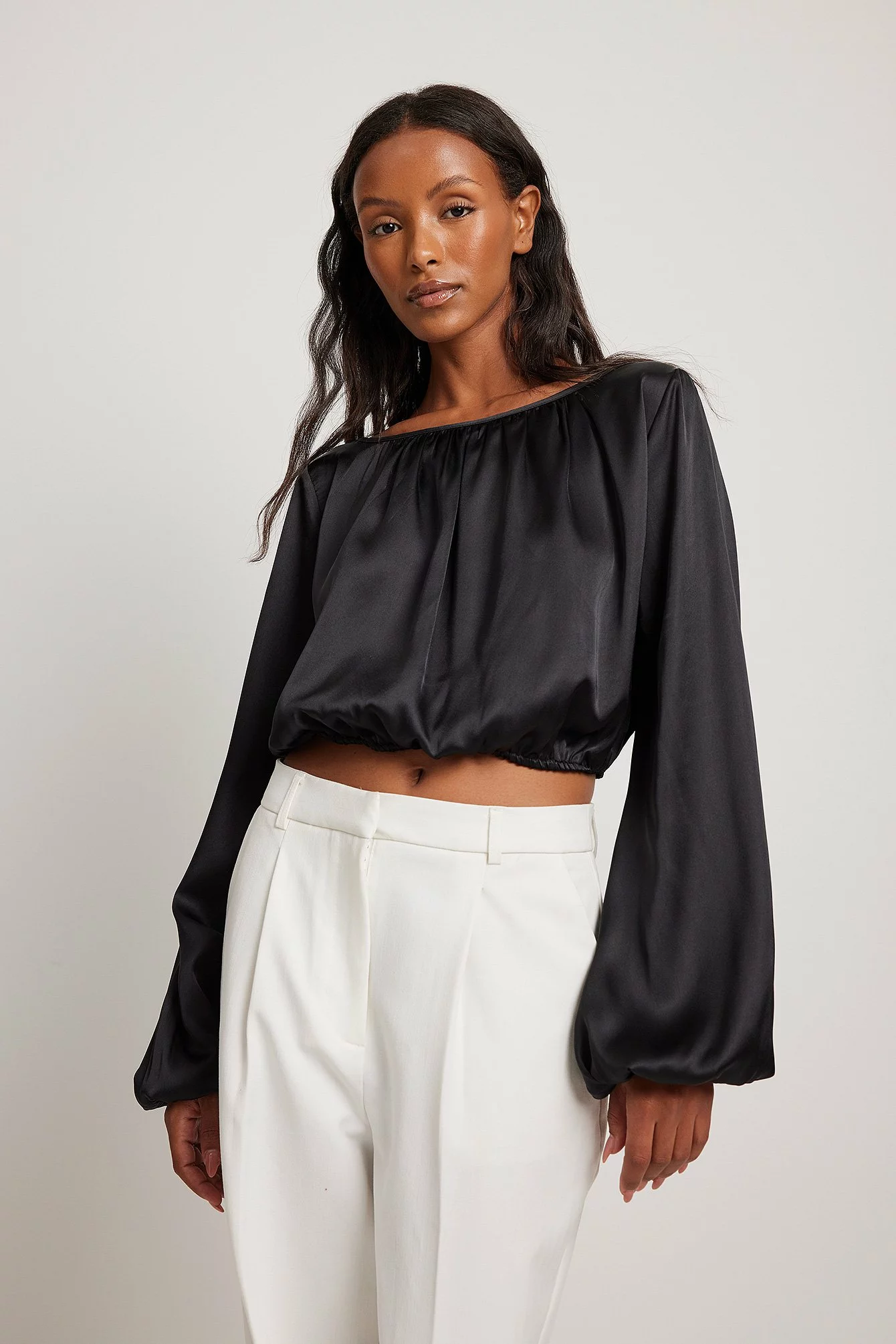 NA-KD Party Waterfall Back Satin Blouse - Image 8