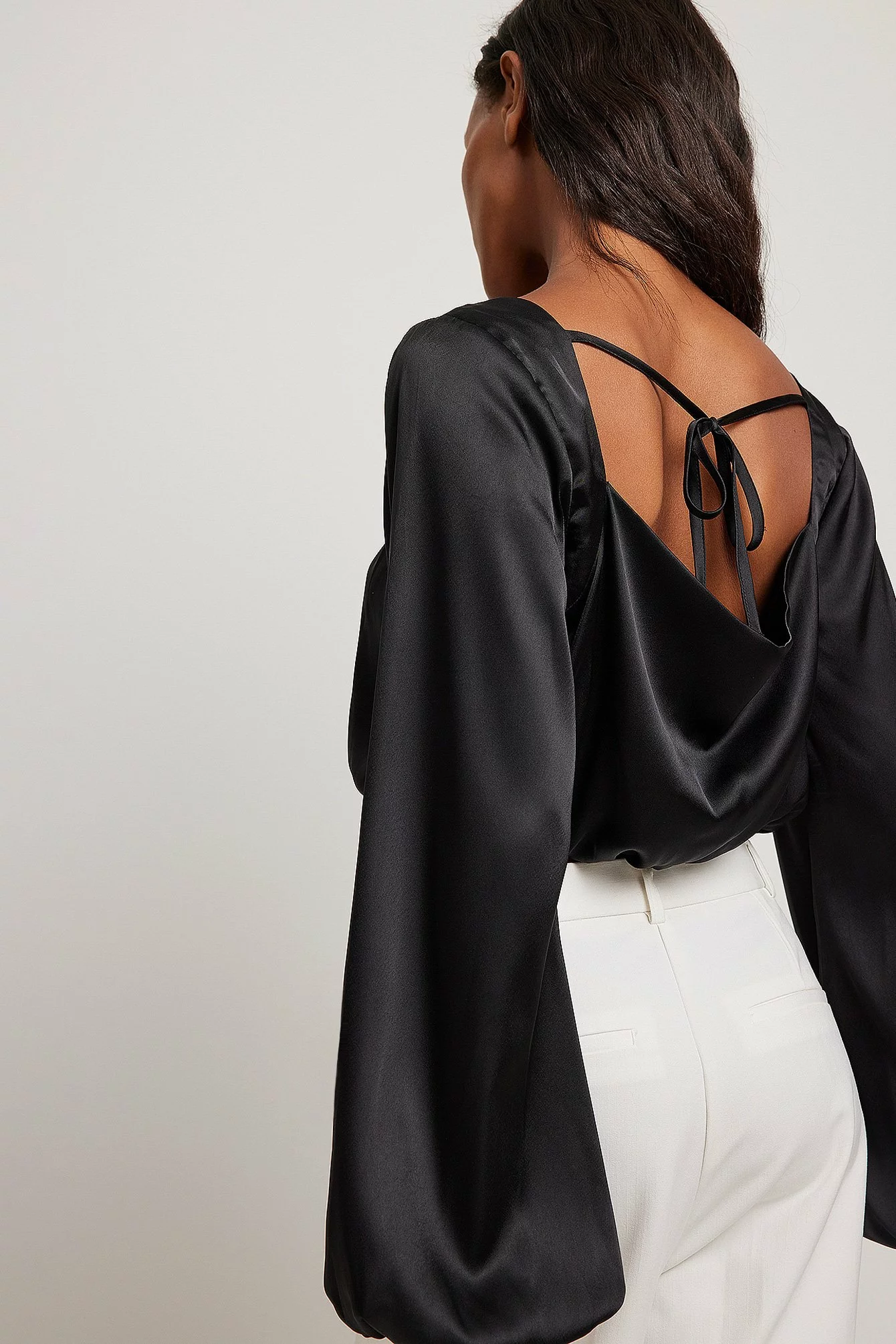 NA-KD Party Waterfall Back Satin Blouse - Image 5