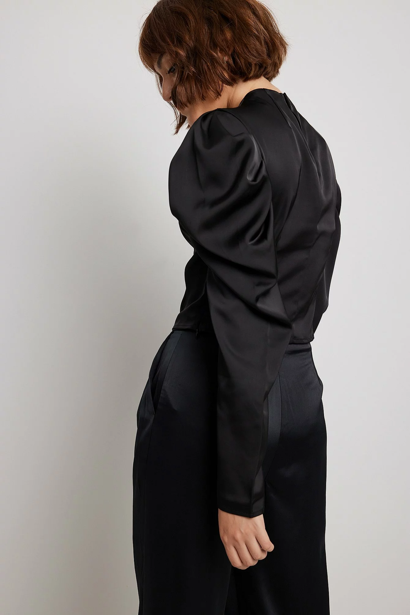 NA-KD Party Long Sleeve High Neck Satin Blouse - Image 12