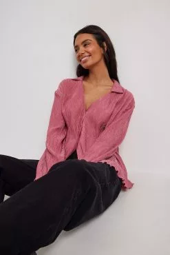 NA-KD Wavy Structure Long Sleeve Shirt