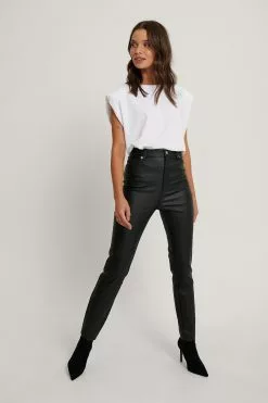 NA-KD Waxed High Waist Trousers