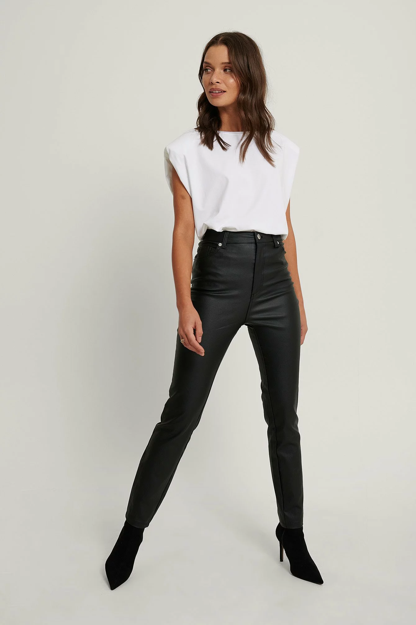 NA-KD Waxed High Waist Trousers