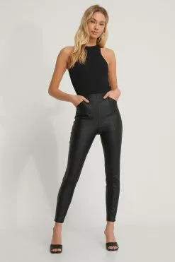 NA-KD Waxed Slim Leggings