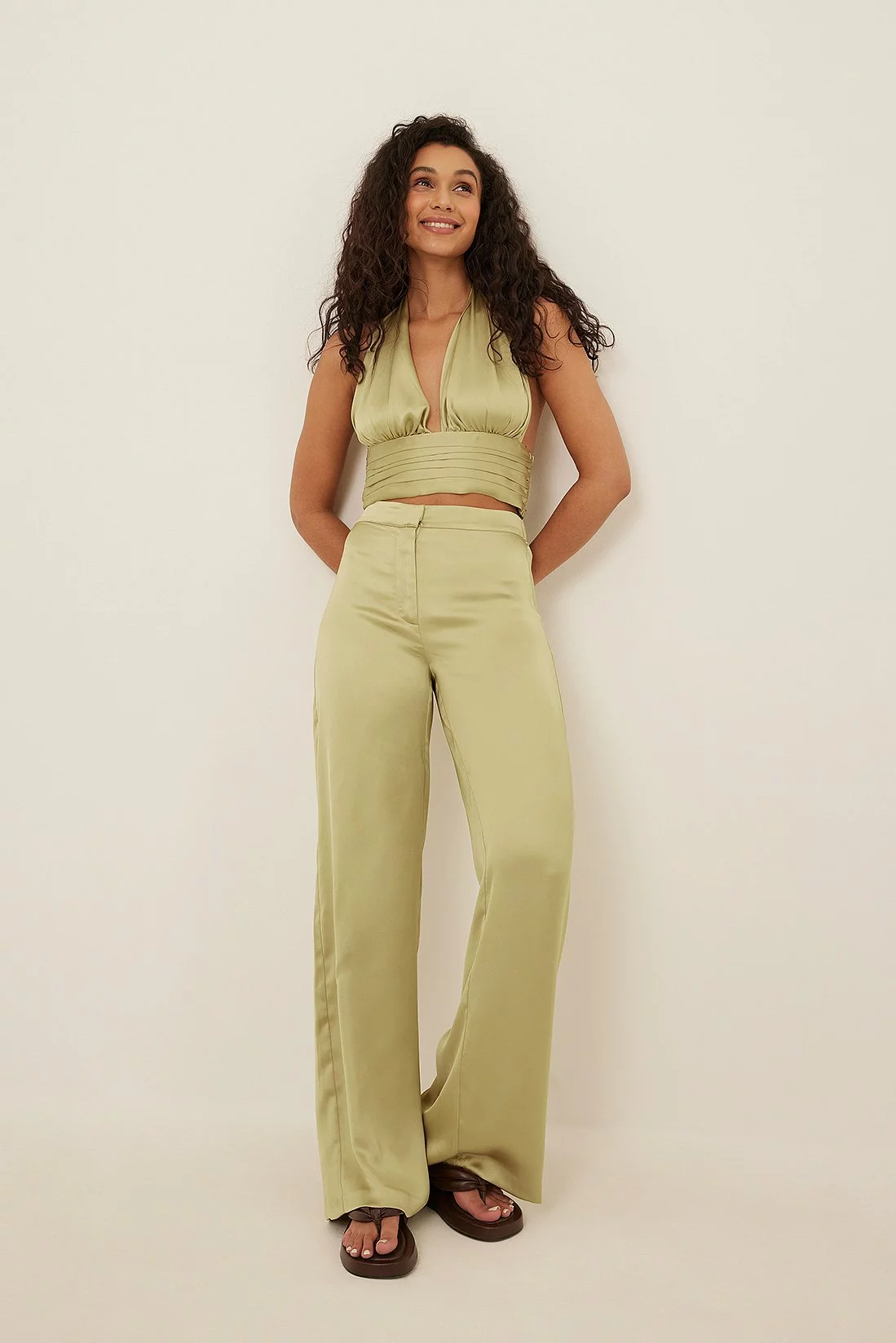 Anika Teller X NA-KD Wide Satin Pants - Image 2