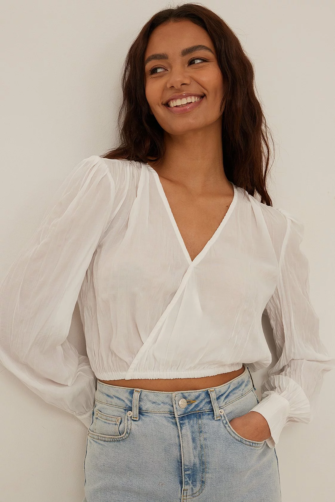 NA-KD Wrap Front Structured Blouse - Image 13