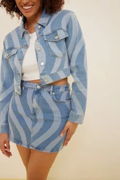 Misslisibell X NA-KD Swirl Detail Denim Jacket