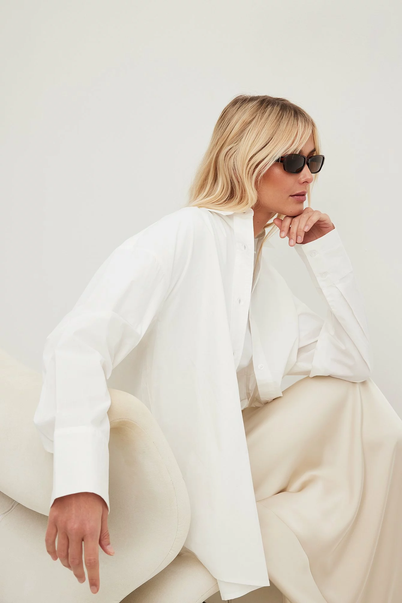 NA-KD Oversized Long Sleeve Cotton Shirt - Image 8