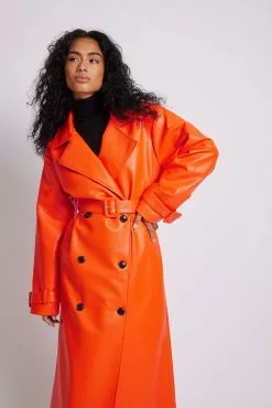 Karoline Dall X NA-KD Oversized PU Trench