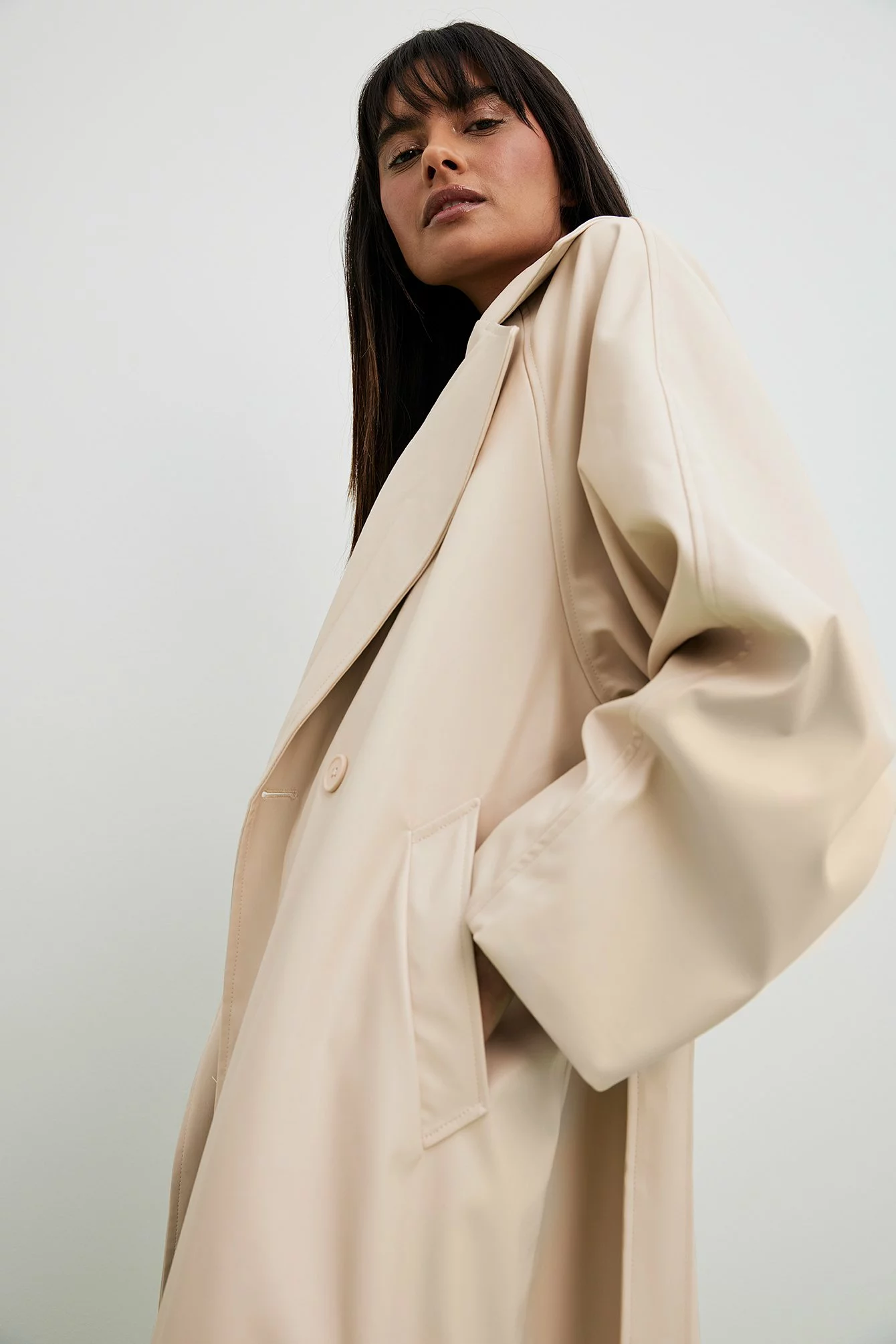 NA-KD Trend Oversized PU Trench Coat - Image 11