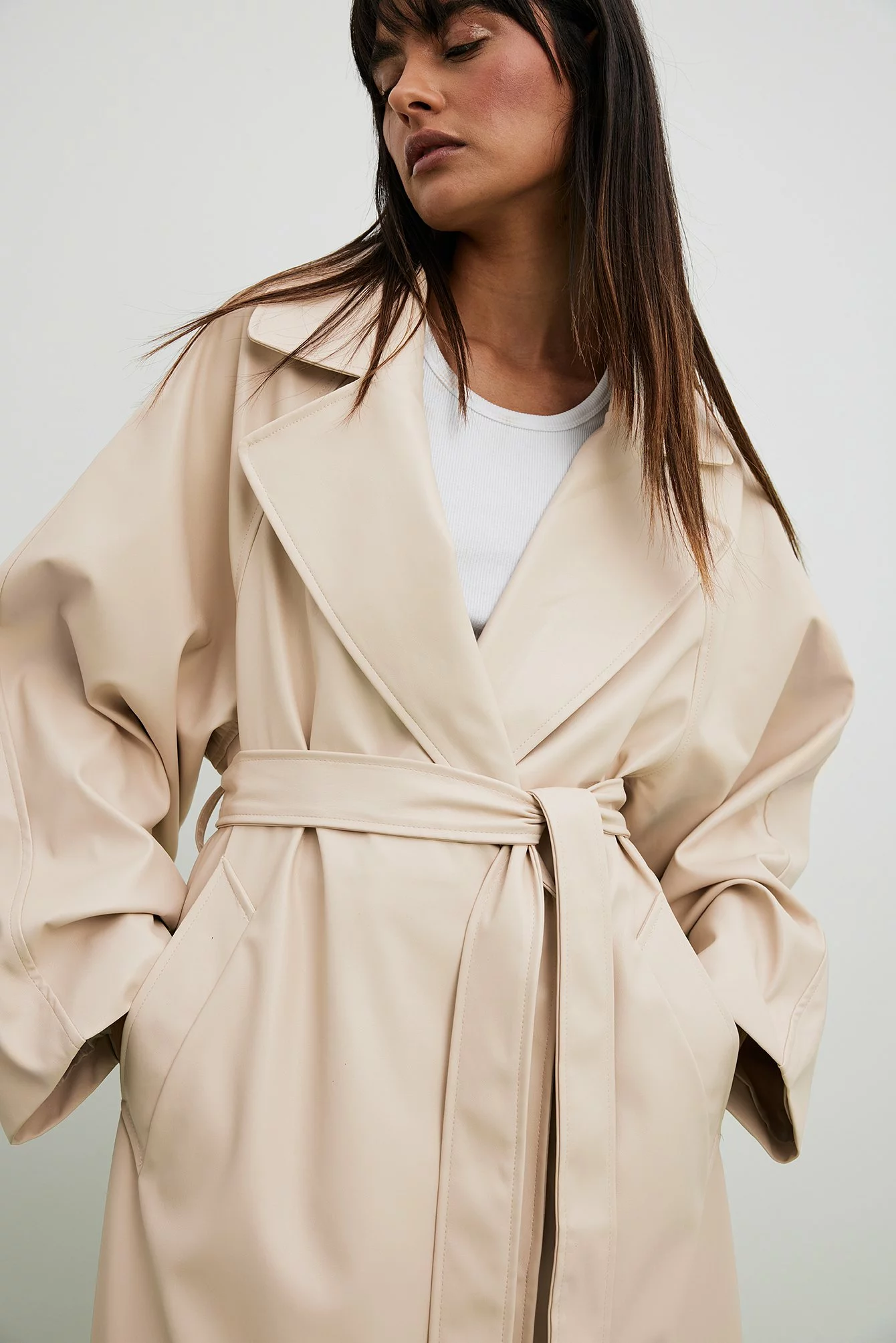 NA-KD Trend Oversized PU Trench Coat - Image 7