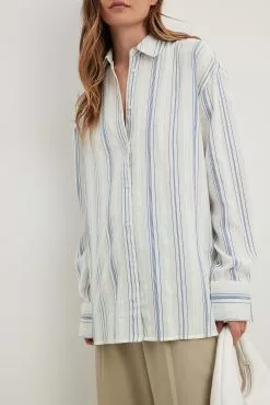 NA-KD Oversized Striped LS Shirt