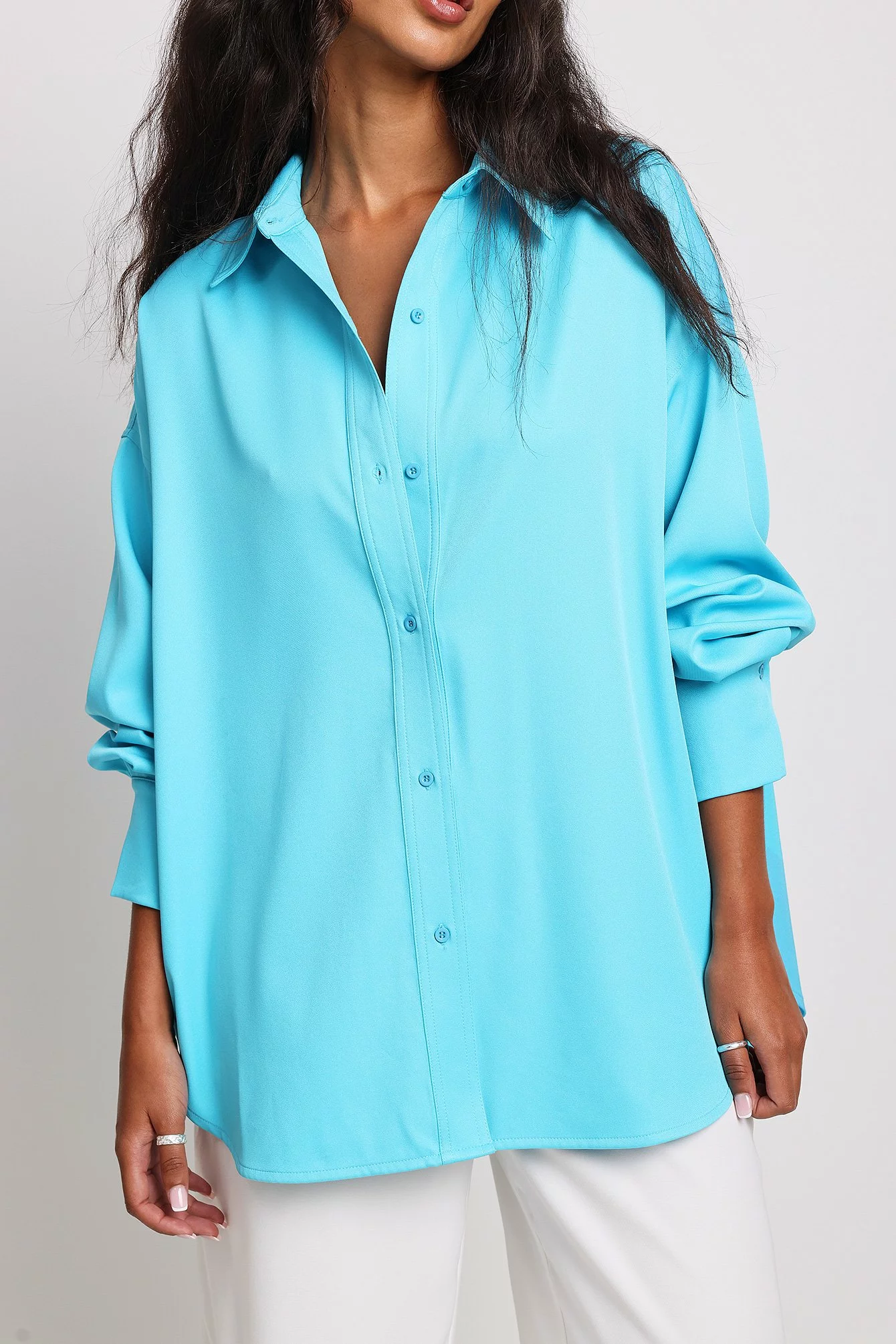 NA-KD Oversized Taft Shirt - Image 4