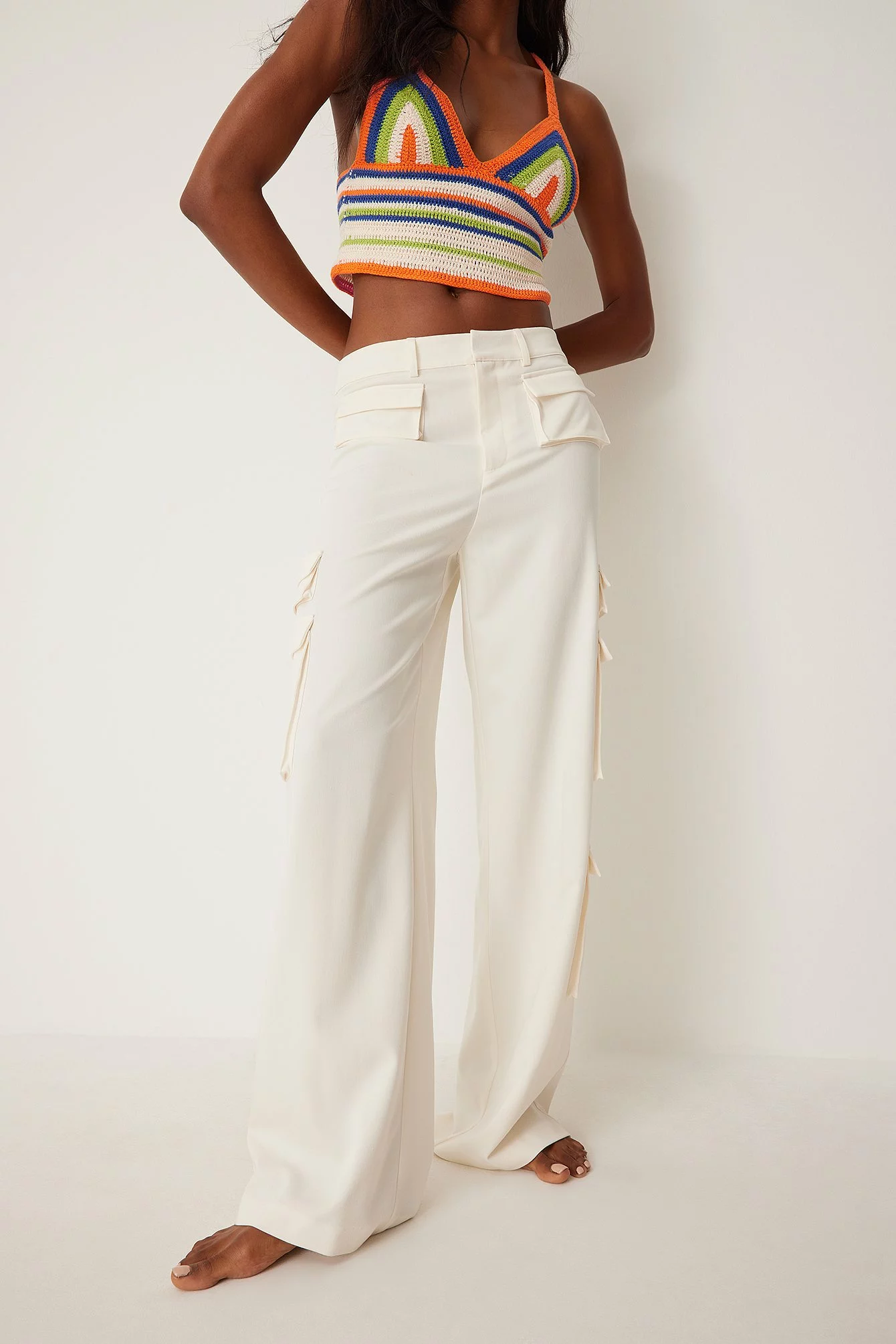 Susanna Wurz X NA-KD Pocket Detail Cargo Trousers - Image 5