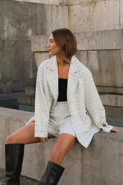 Sanna Jörnvik X NA-KD Pocket Detail Tweed Short Jacket