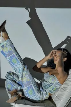 NA-KD Printed High Waist Jeans