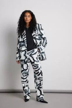 NA-KD Trend Printed Straight Leg Suit Pants