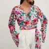 NA-KD Boho Printed Trumpet Sleeve Chiffon Blouse