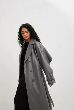 Carla Ginola X NA-KD PU Detailed Trenchcoat