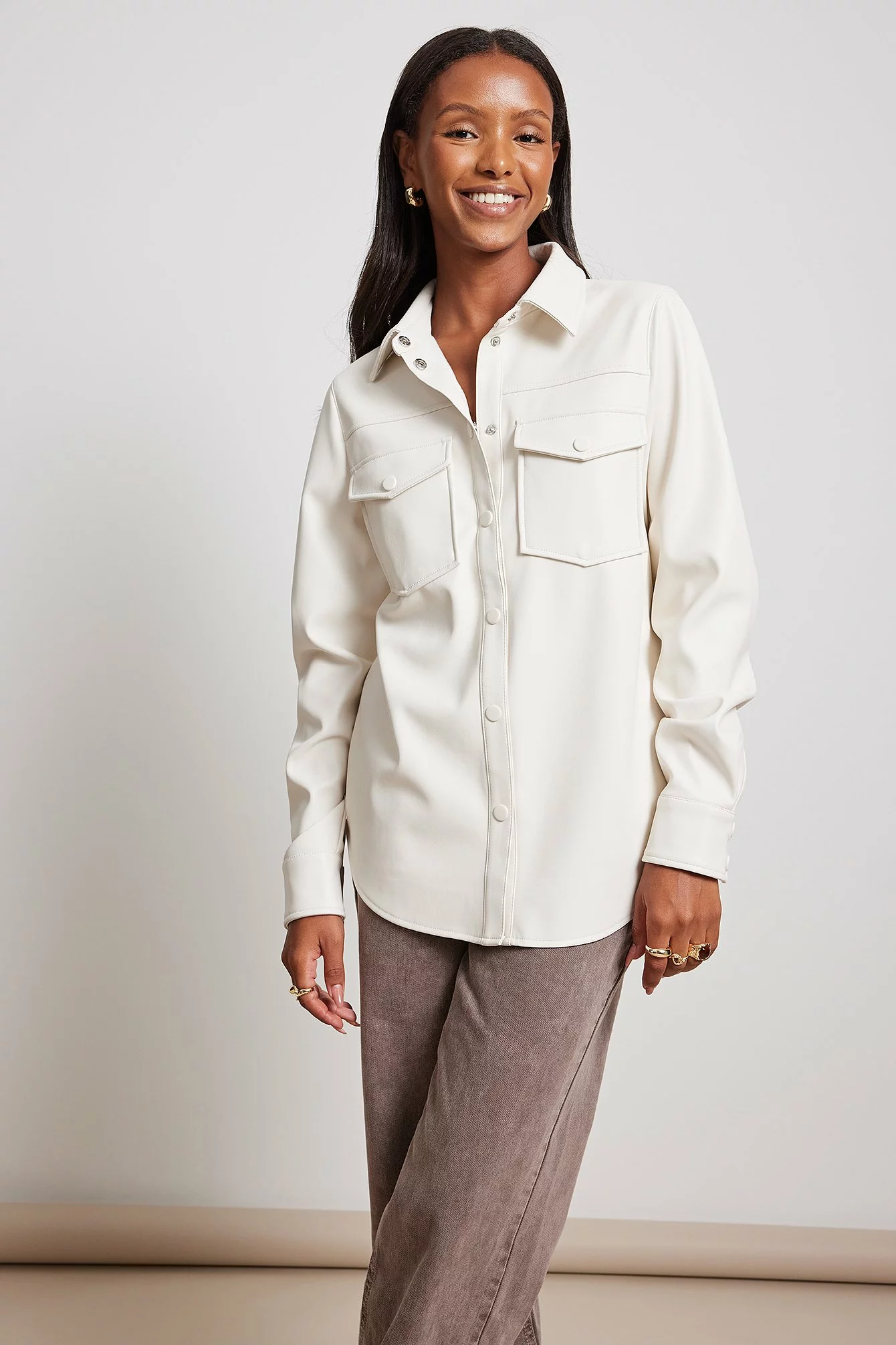 NA-KD Trend Pu Double Pocket Shirt