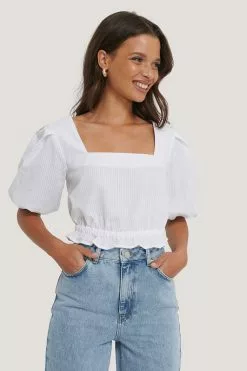 Handpicked X NA-KD Cropped Seersucker Top