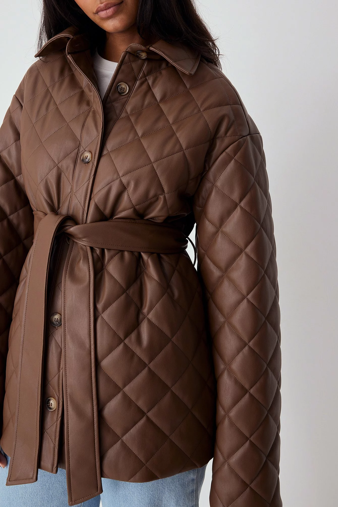 Josefine Simone X NA-KD Quilted Belted Short Coat