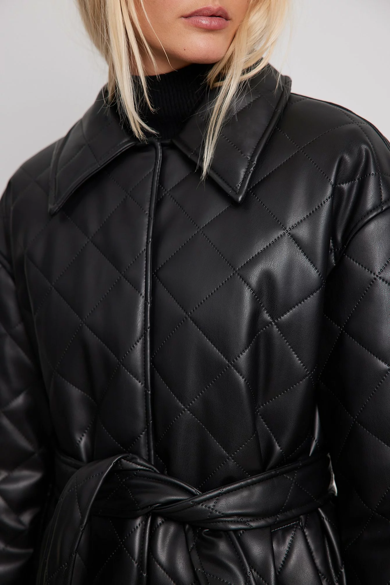 NA-KD Quilted Pu Coat
