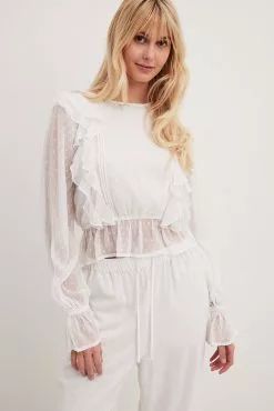 NA-KD Boho Dobby Multi Frill Blouse