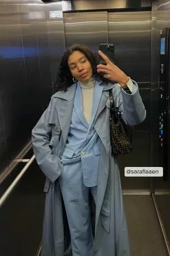 Angelica Blick X NA-KD Buckle Detail PU Trenchcoat